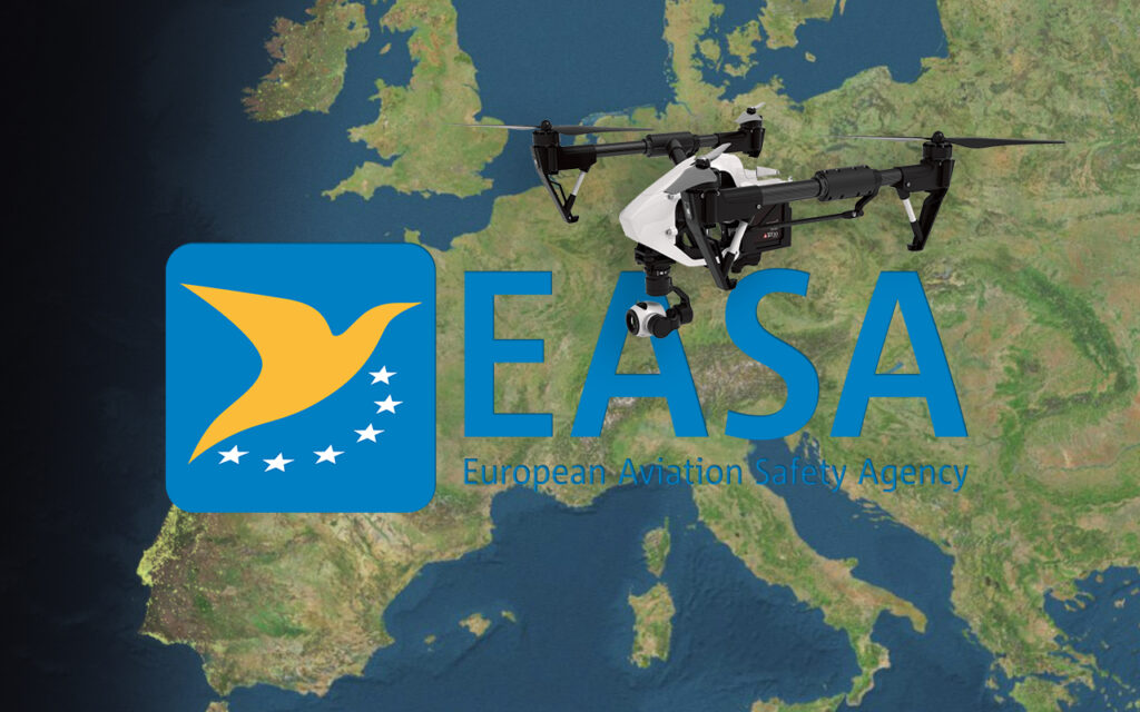 EASA european aviation safety agency with DJI inspire 1 on map of europe